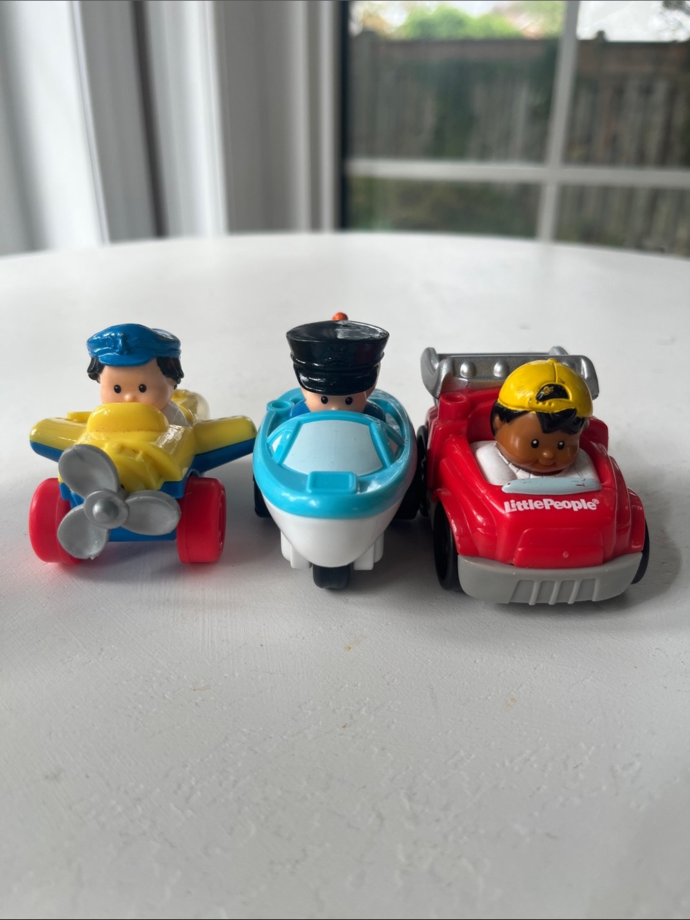 Fisher-Price Little People Trio: Yellow Plane, Blue Boat & Red Dump Truck